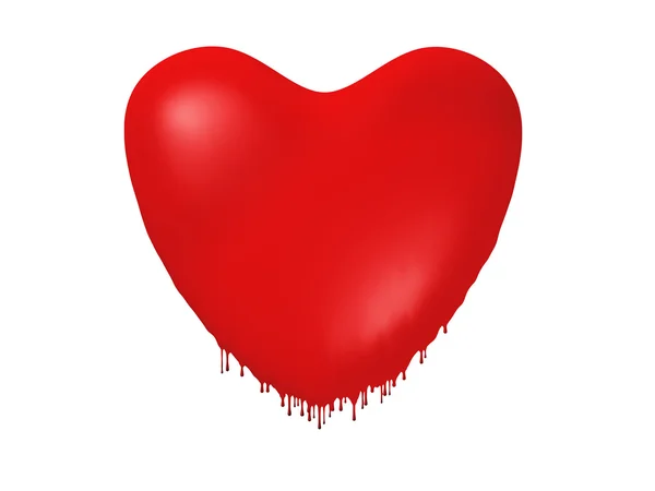 Herz 3d mit Tropfen Blut — Stockfoto