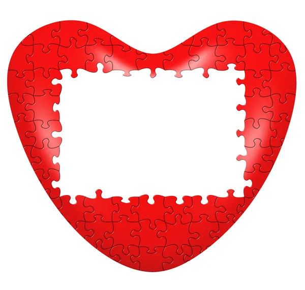 Coração quebra-cabeça 3D wtih frame — Fotografia de Stock