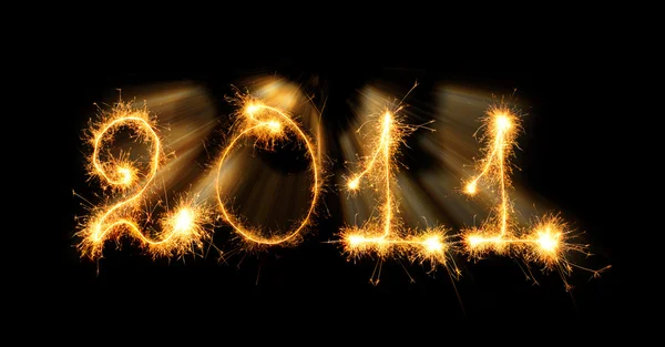 2011 made of sparks with track — Stock Photo, Image