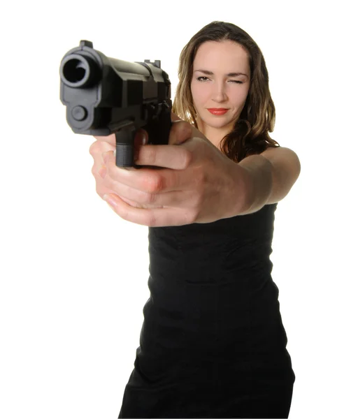 The woman with a pistol — Stock Photo, Image