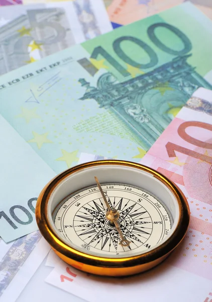 Euron och kompass — Stockfoto