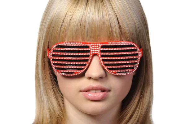 The girl in stylish sunglasses - jalousie — Stock Photo, Image