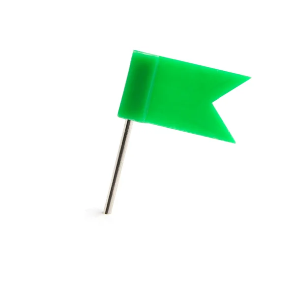 Bir PIN yeşil bayrak — Stok fotoğraf