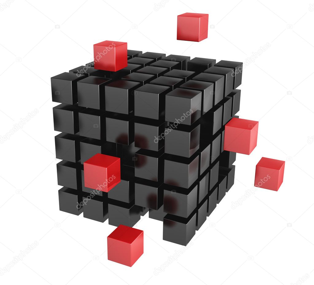 3d blocks red and black color.