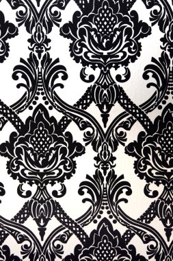 Wallpaper and fabric patterns in black and white clipart