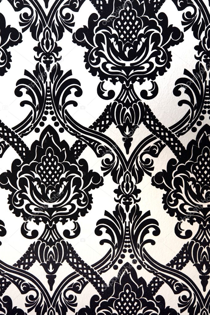 Wallpaper and fabric patterns in black and white