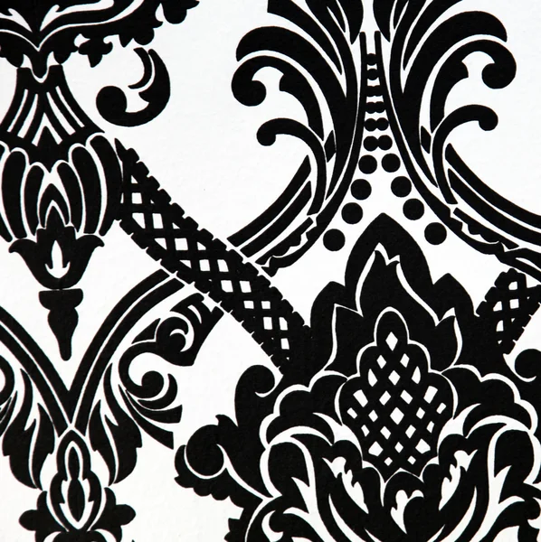 Close-up - Wallpaper or fabric pattern in black and white — Stock Photo, Image