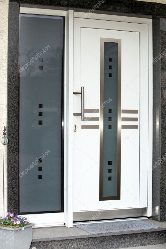 Modern front door with glass panes