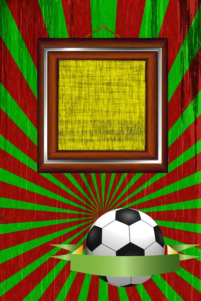 Soccer background with wooden frames — Stock Photo, Image