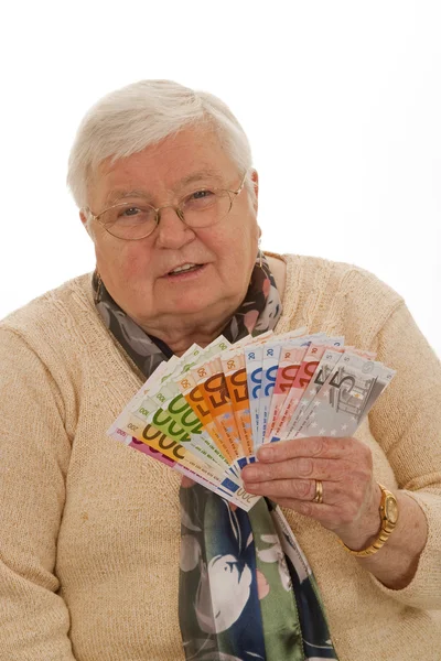 Oma mit Euro — Stockfoto