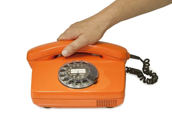 古いオレンジ電話 — ストック写真