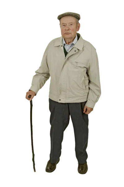 Senior avec bâton de marche — Photo