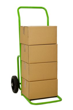 Hand truck with packages clipart