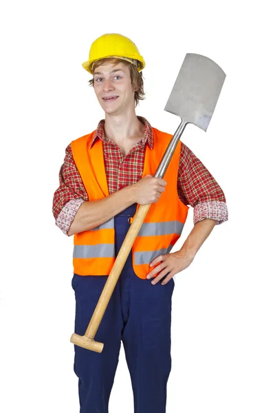 Ung arbetstagare med spade — Stockfoto