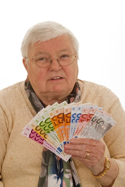 Grand-mère avec euros — Photo