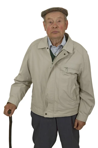 Senior con bastone da passeggio — Foto Stock