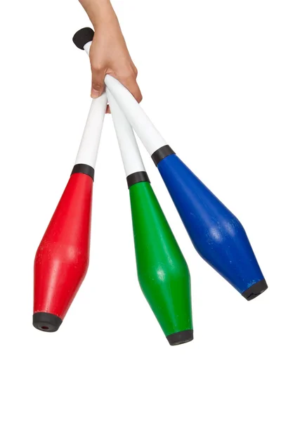 Kolorowe Kostki Żonglerka Białym Tle — Zdjęcie stockowe