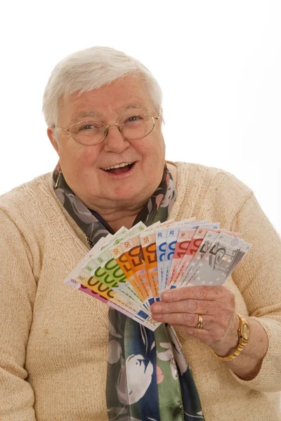 Abuela con euros — Foto de Stock