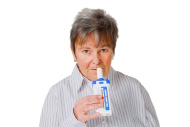 Lung testing with a Peak flow meter clipart