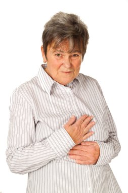 Senior woman feeling unwell clipart
