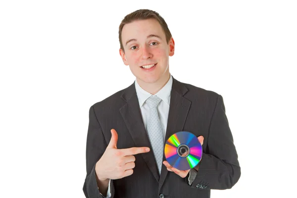 Бизнесмен с диском памяти — стоковое фото