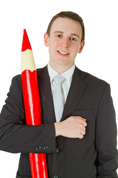 Empresário com lápis vermelho — Fotografia de Stock