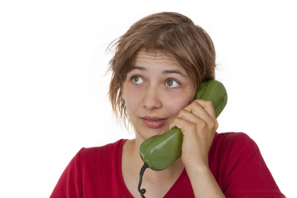 Vrouw tijdens telefoongesprek — Stockfoto