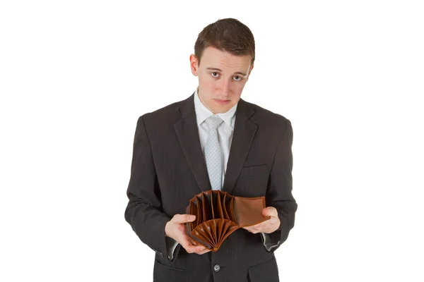 Mann zeigt leere Brieftasche — Stockfoto