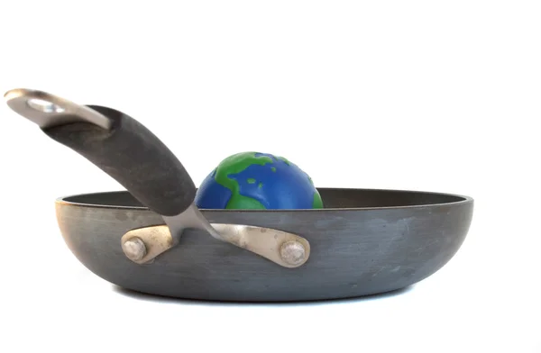 Global Warming - Earth in a Frying Pan — Stock Photo, Image