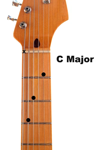 C större gitarr ackord diagram Stockbild