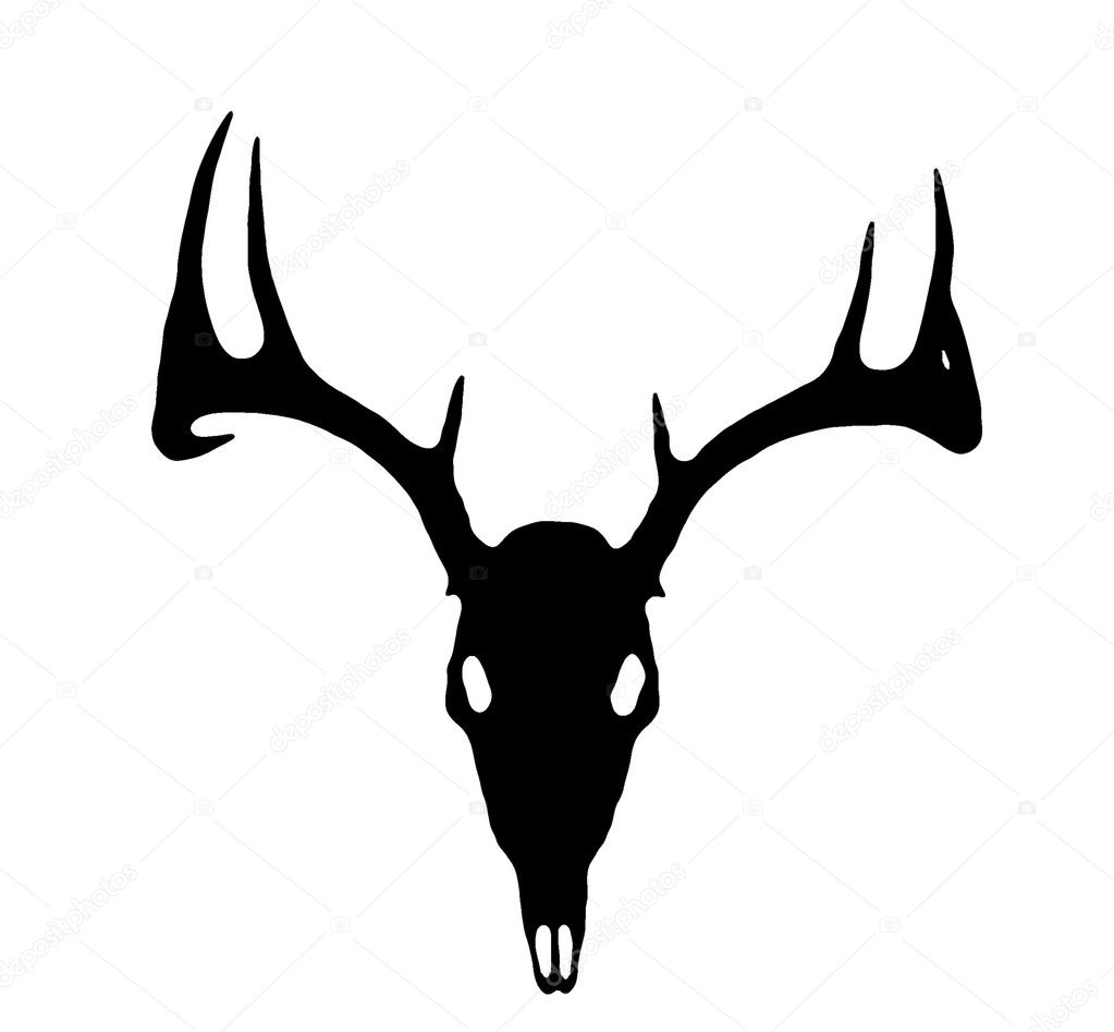 European Deer Silhouette Black on White