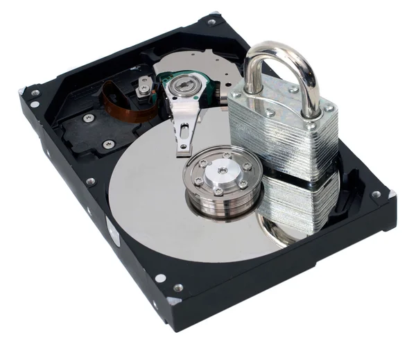 Information Security Padlock on a Hard Drive — Stock Photo, Image
