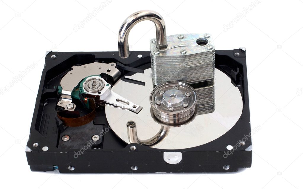 Unlocked Padlock on a Hard Disk Drive