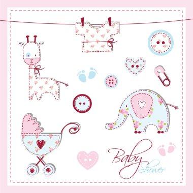 Baby shower design elements clipart