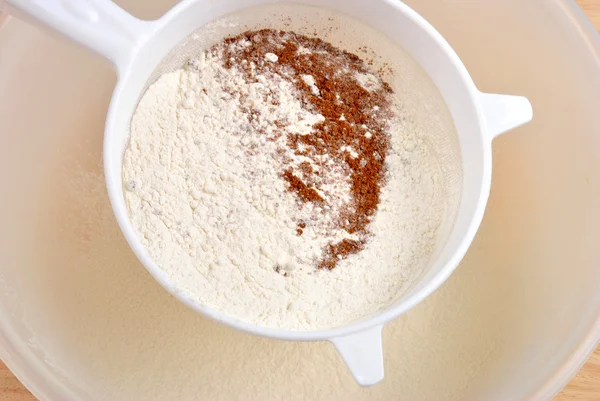 White flour with some organic baking ingredients — Stock Photo, Image