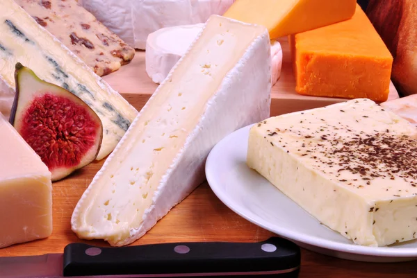 いくつかの有機のフレッシュ チーズとチーズの盛り合わせ — ストック写真