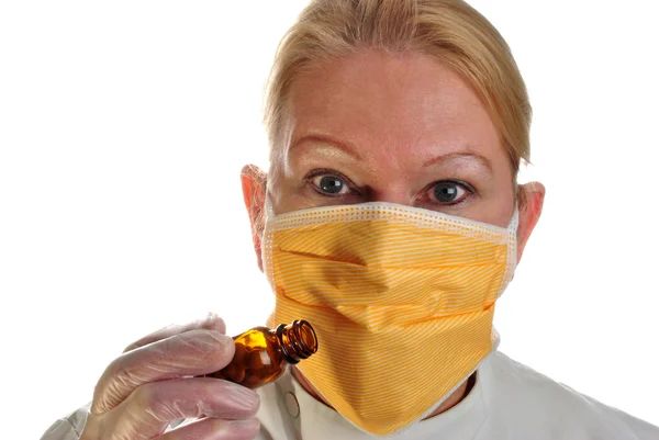 Clinical staff wearing a new surgical mask — Stock Photo, Image