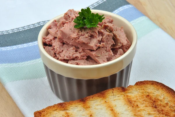Home made liver sausage and toast bread — Stock Photo, Image