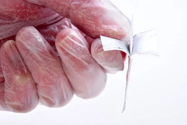 Open One Sterile Pre Injection Swab Gloves — Stock Photo, Image