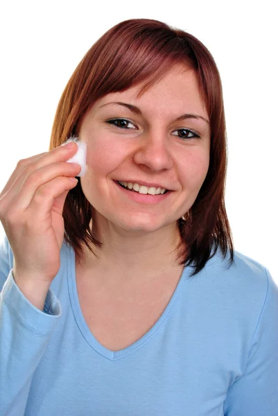 Young Woman Cleaning Pad Clean Skin — Stock Photo, Image