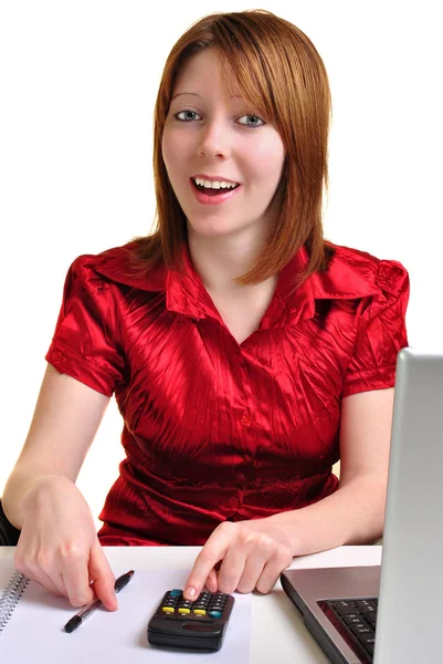 Young Woman Sitting Her Office Desk — Stock Photo, Image