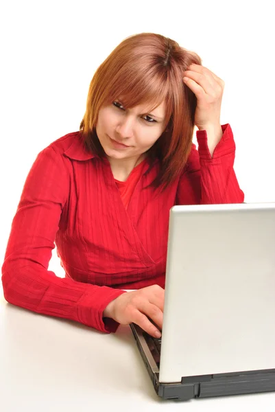 Young Woman Sitting Her Office Desk — Stock Photo, Image