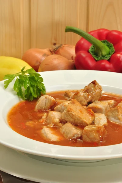 Sopa Gulash Con Verduras Pan — Foto de Stock