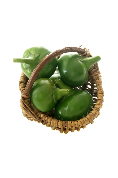 Organic green cherry paprika in a basket — Stock Photo, Image