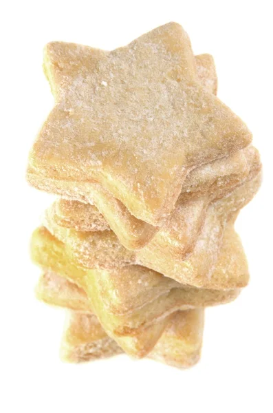 Vanilla cookies in star shape decorated with vanilla sugar — Stock Photo, Image