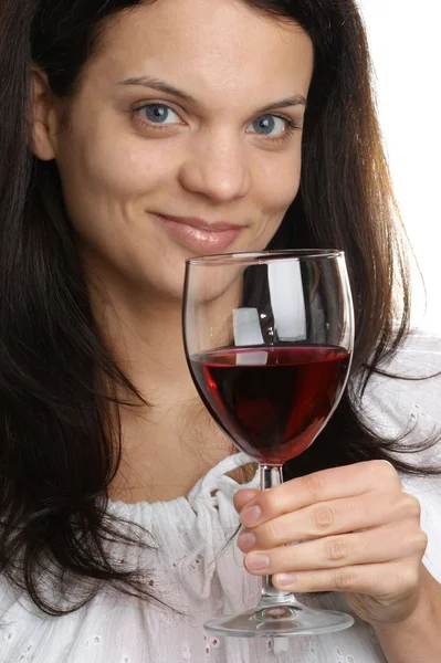 Red wine is consumed from a glass — Stock Photo, Image