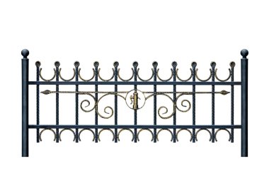 Original forged decorative fence. Isolated over white background. clipart