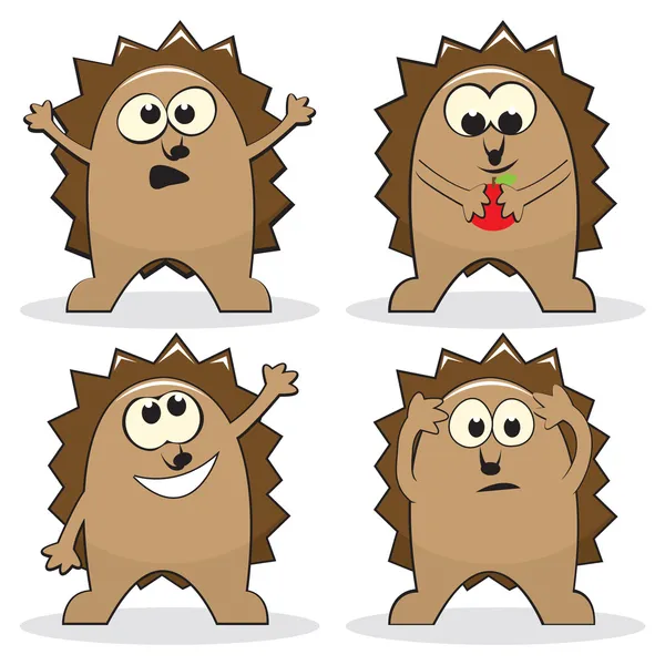 Set of four cartoon hedgehogs — Stock Vector