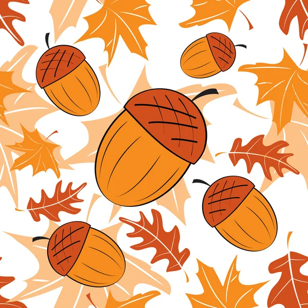 Seamless autumnal pattern with acorns — Stock Vector