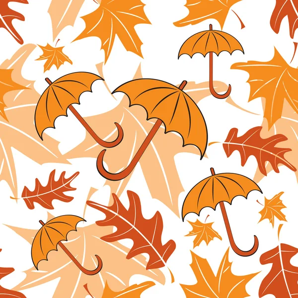 Podzimní vzor bezešvé s deštníky — Stockový vektor